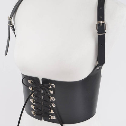 Wide Harness Belt with Lacing