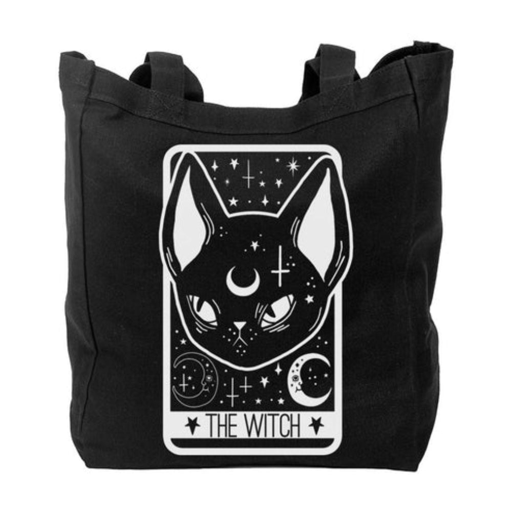 Witch Cat Tarot Canvas Tote Bag  Too Fast   