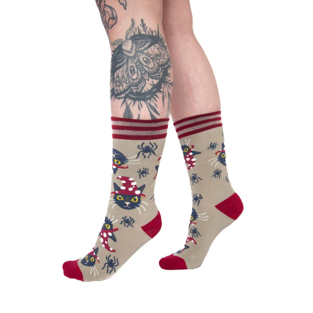 Witchy Whiskers Crew Socks Clothing FootClothes   