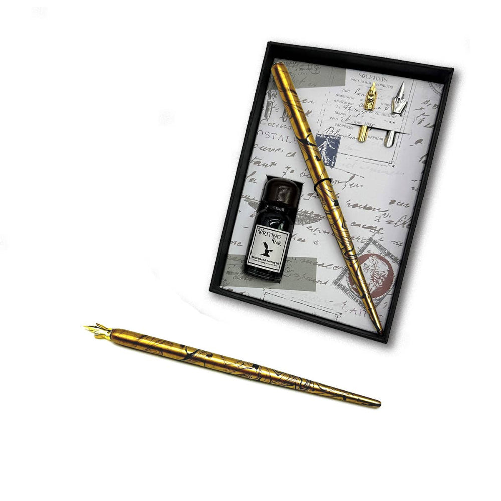 Wooden Dip Pen and Ink Set