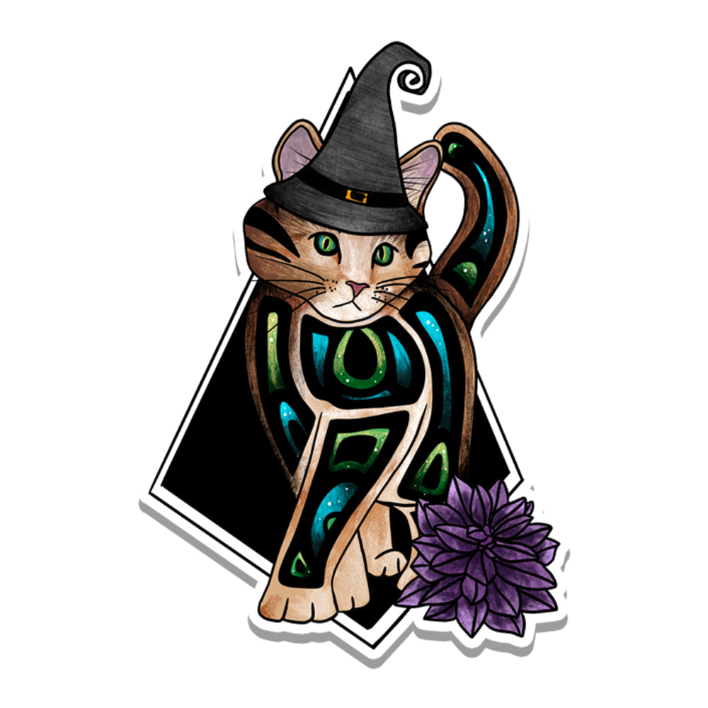 Witchy Cat Vinyl Sticker