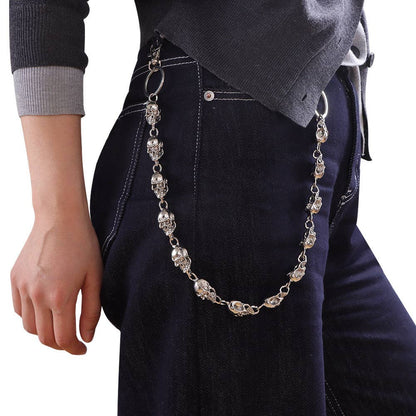 Skull Head Metal Chain Belt