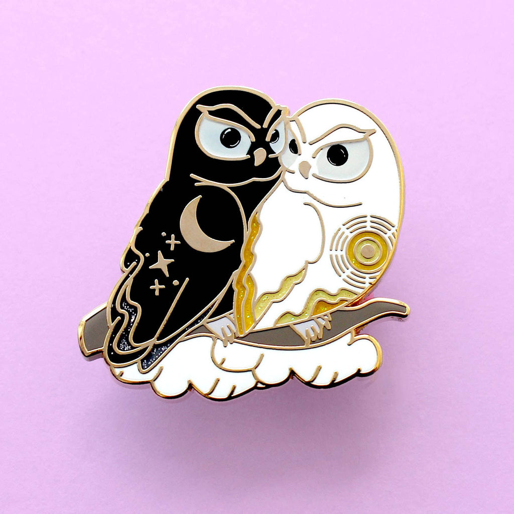 Day and Night Owls Enamel Pin Glitter Punk