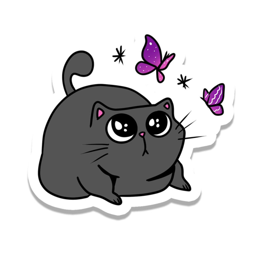 Cute Cat and Butterflies Vinyl Sticker Sticker Rebel and Siren   