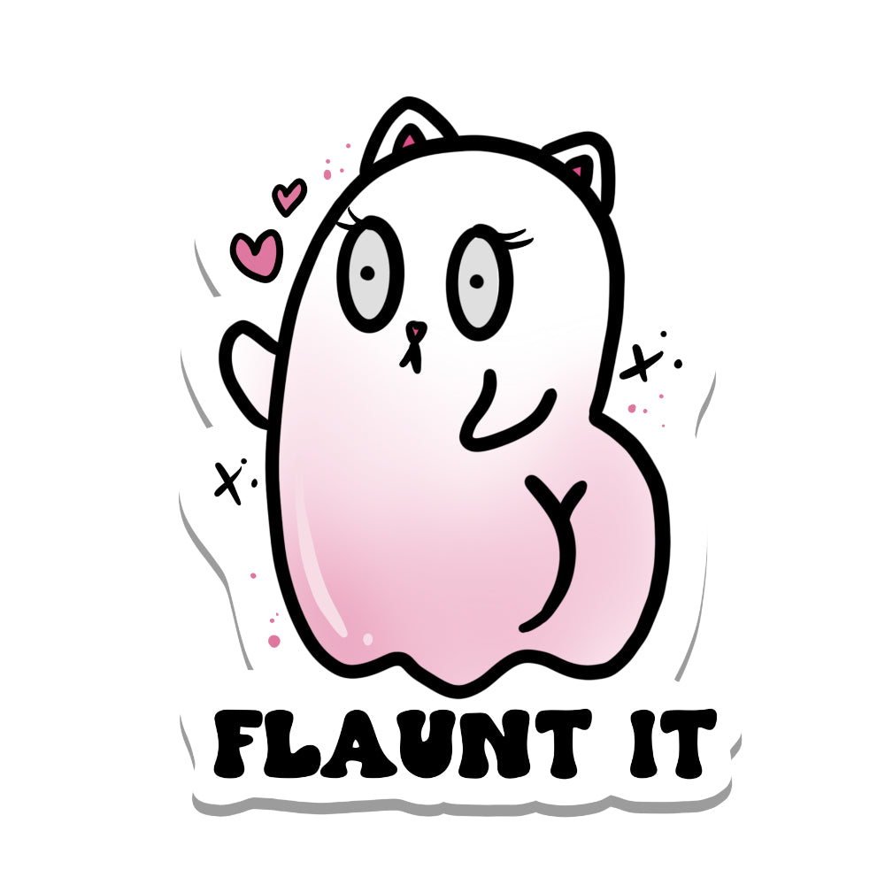 Flaunt It Cat Ghost Vinyl Sticker