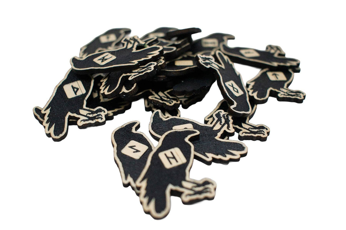 Wood Raven Rune Set with Storage Box