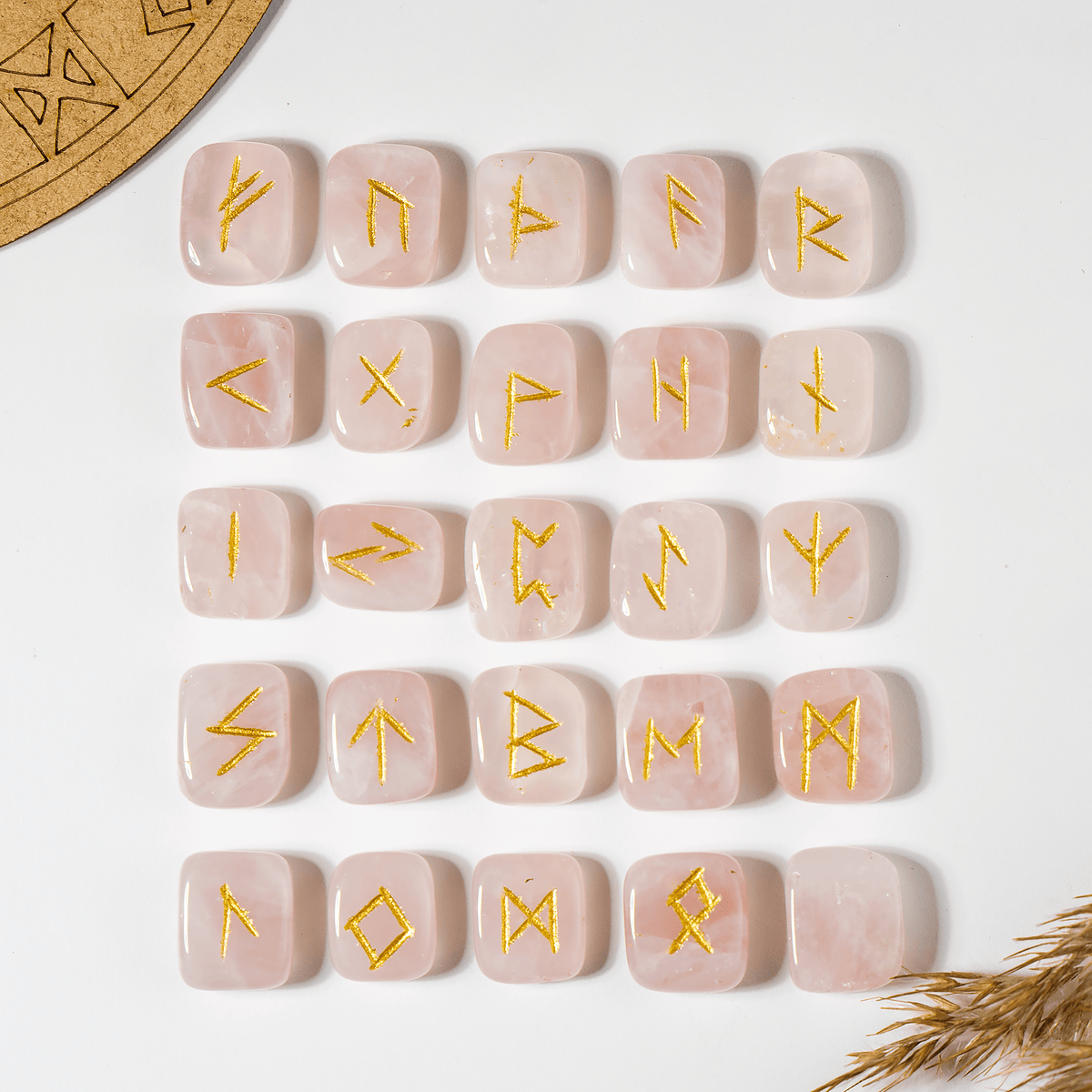 Futhark Rune Set Rose Quartz