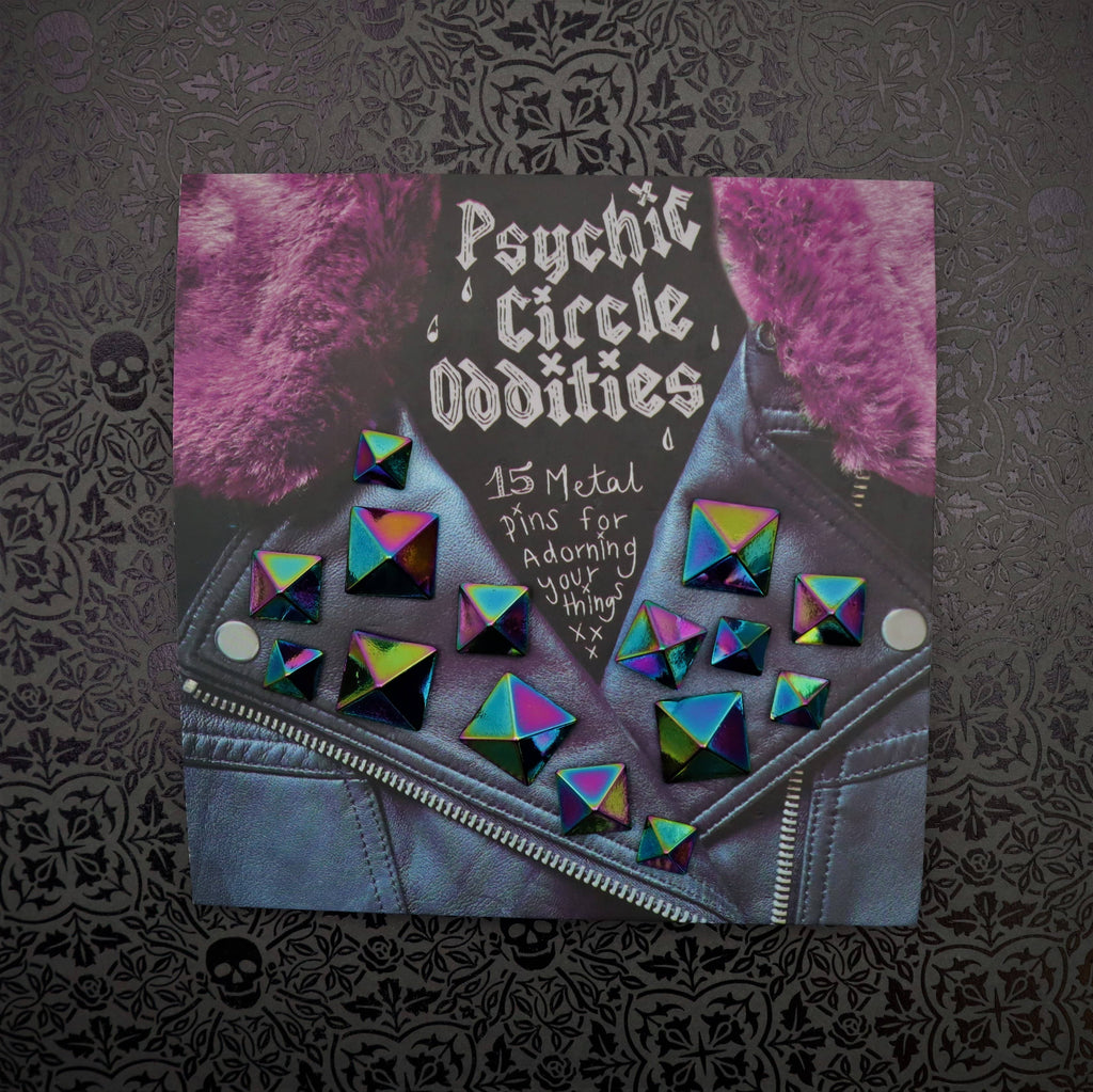 Rainbow Metal Pyramid Stud Pin Set Bric-A-Brac Psychic circle oddities   