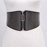 Studded Elastic Zipper Belt
