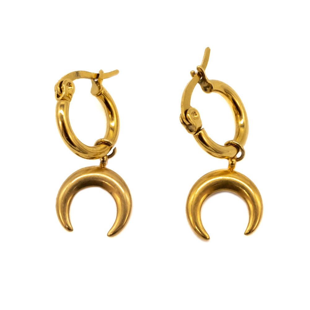 Selene Gold Crescent Moon Earrings Jewelry Mysticum Luna   