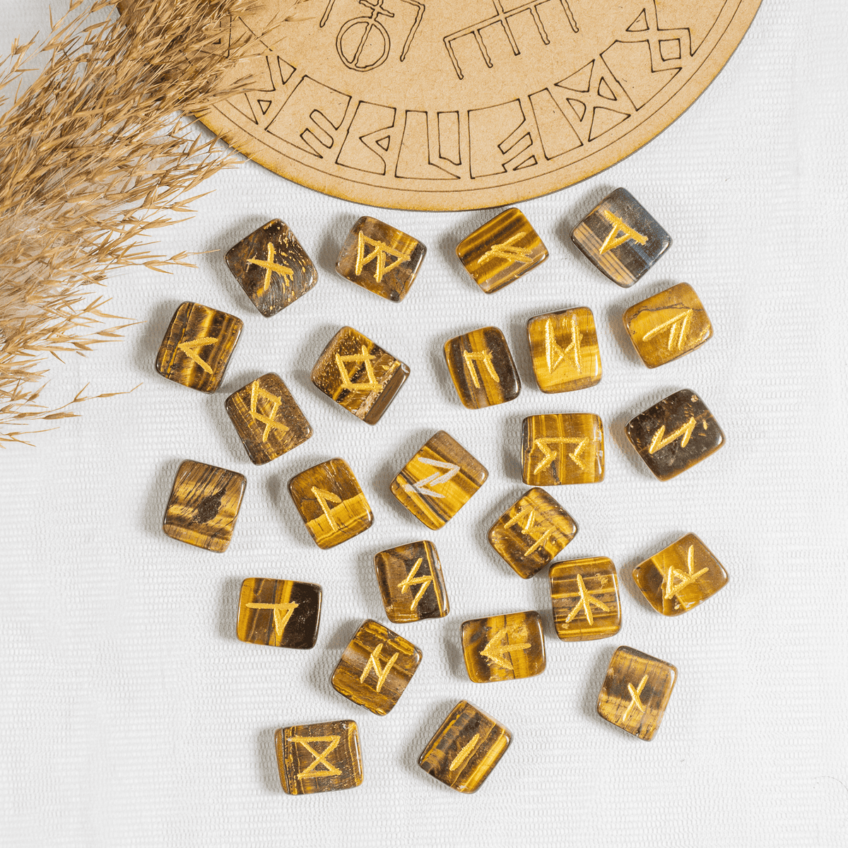 Futhark Rune Set Tiger Eye