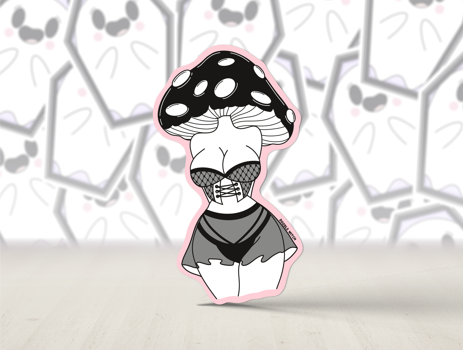 Mushroom Head Skirt Lingerie Sticker