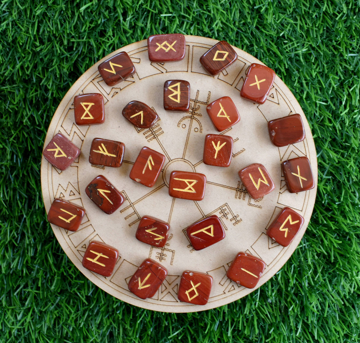 Red Jasper Futhark Rune Set
