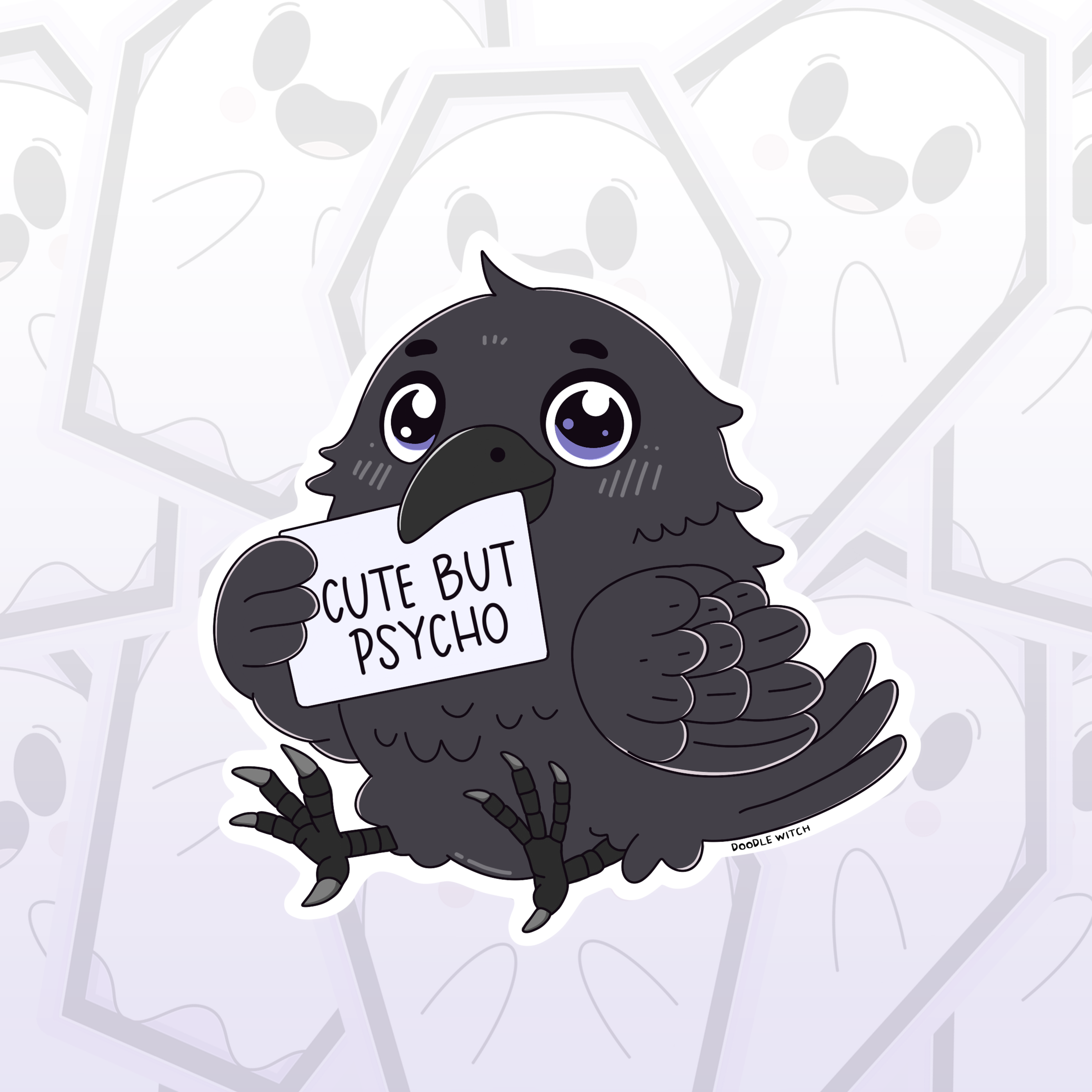 Cute But Psycho Raven Crow Bird Stickers