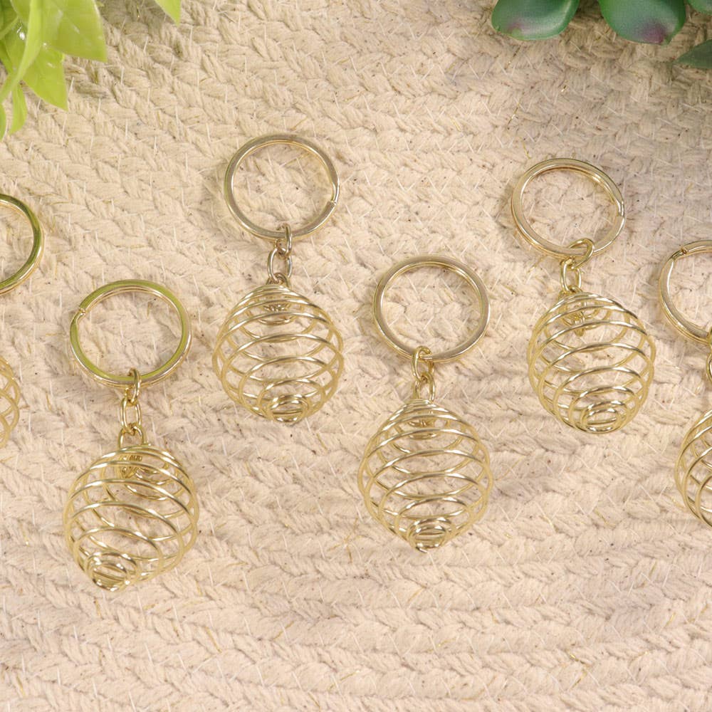 Gold Spiral Cage Keychain