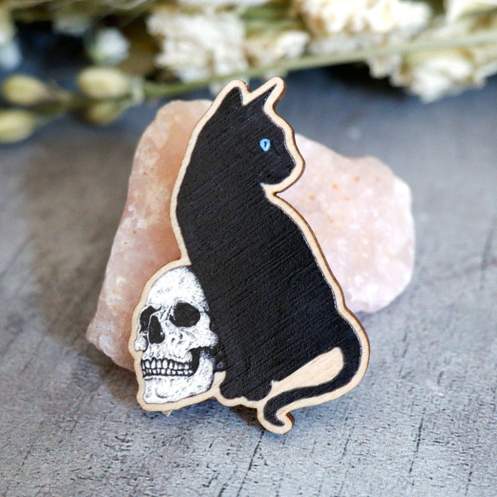 Black Cat - Wooden Pin Badge Bric-A-Brac Print is Dead   