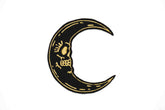 Black Crescent Moon Skull Iron on Patch