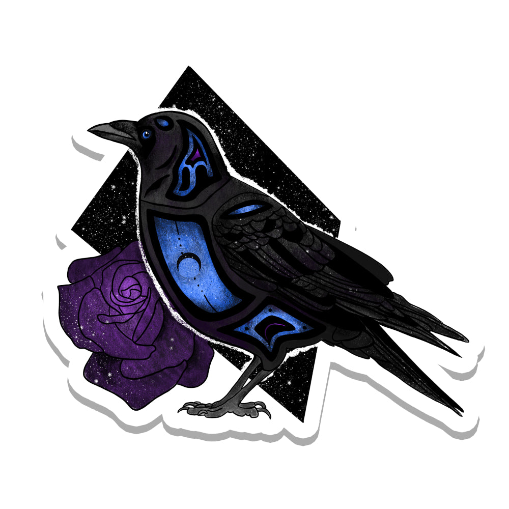 Purple and Blue Raven Vinyl Sticker