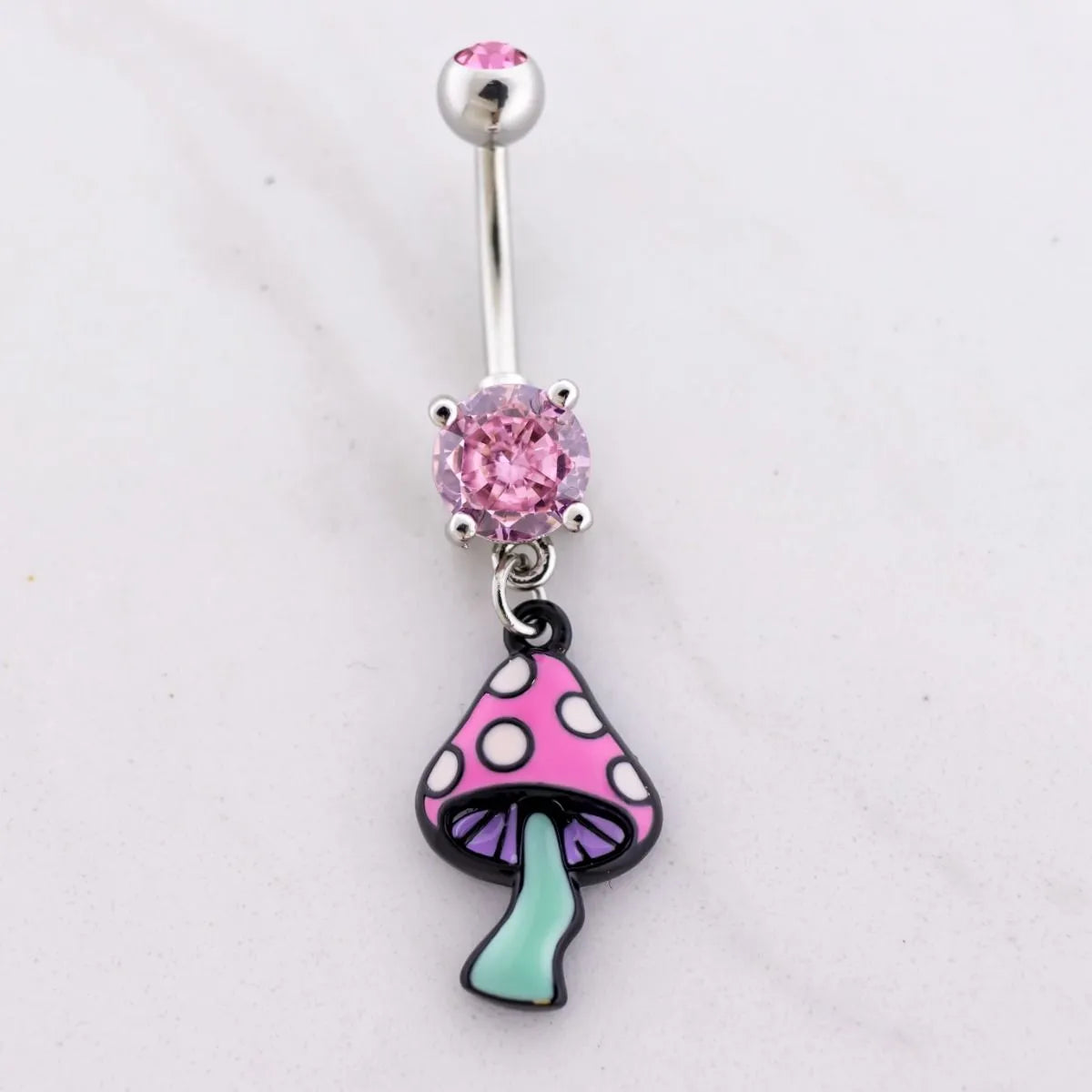 Navel Ring Pink Mushroom