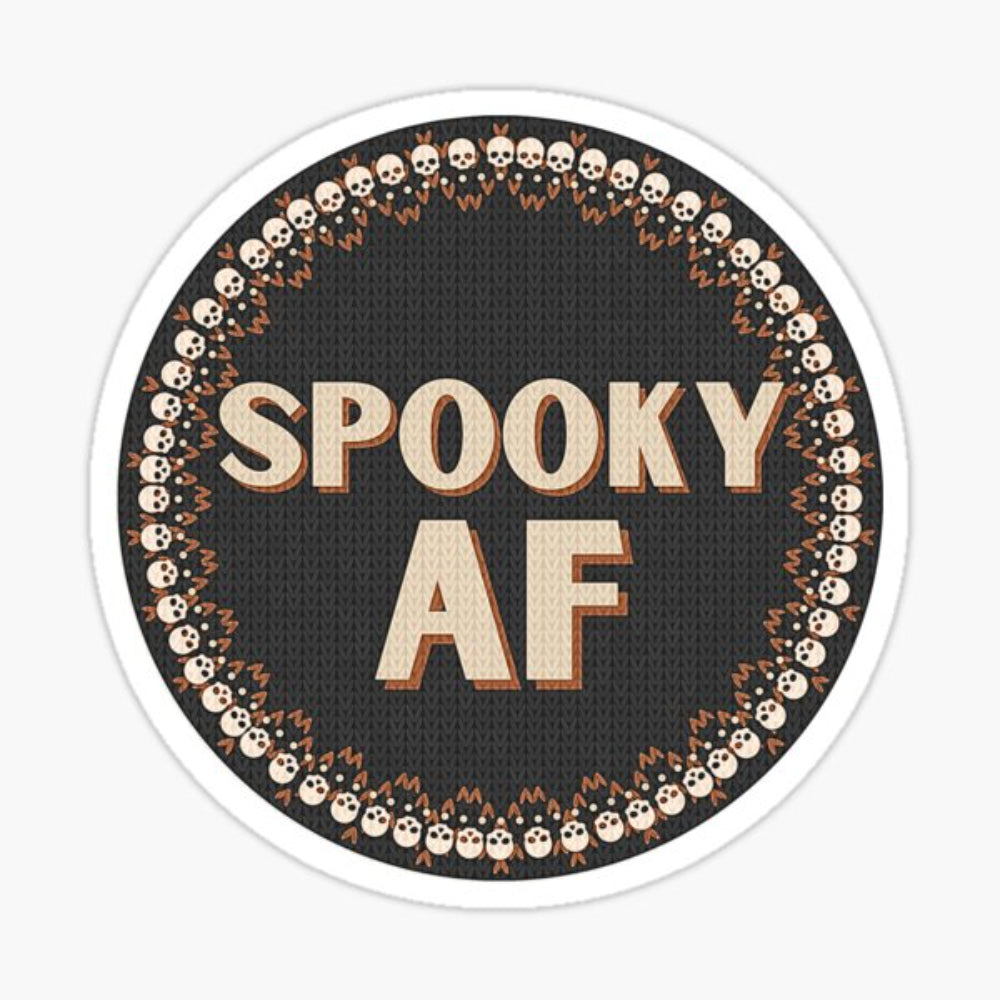 Spooky AF Knit Vinyl Sticker Sticker The Girl Gets The Book   