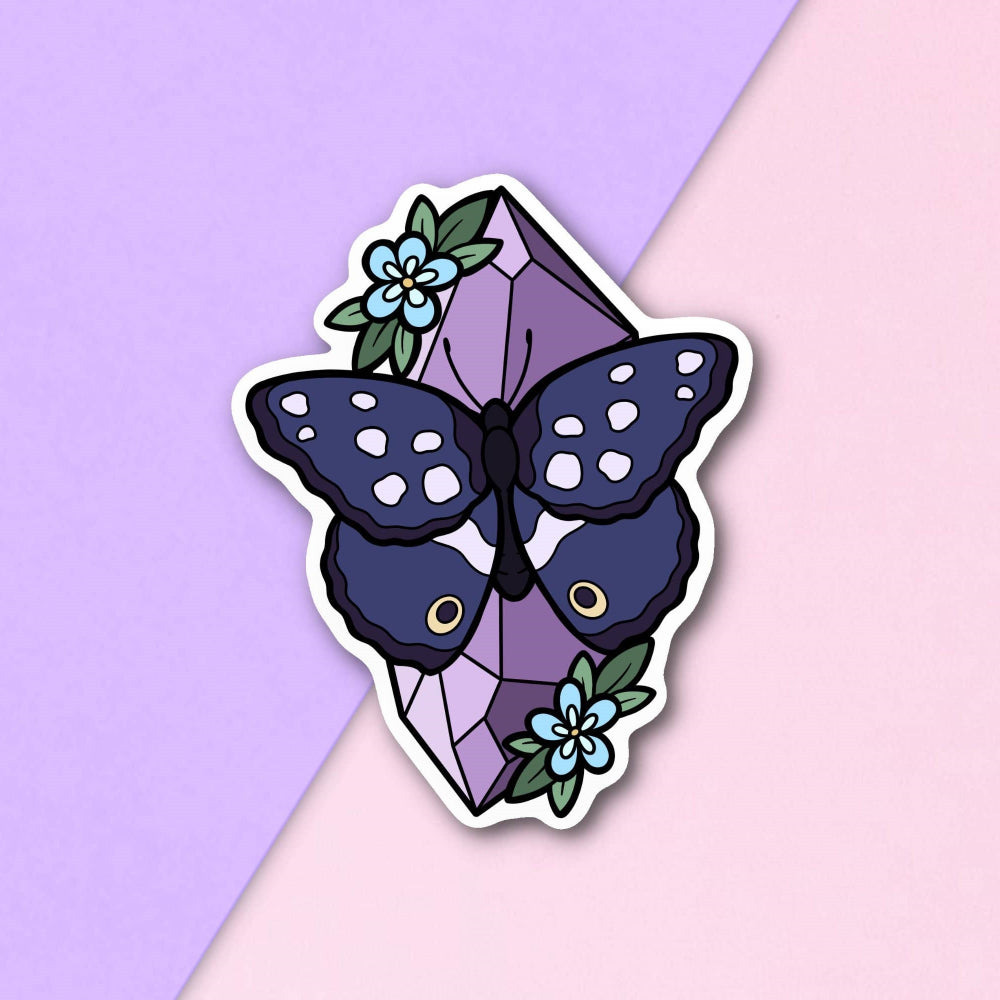 Butterfly and Crystal Sticker Sticker FuzziesArtDesigns   