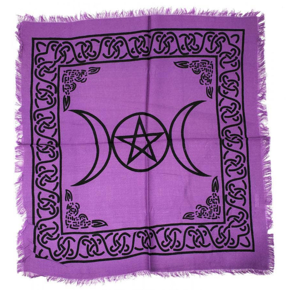 Triple Moon Pentagram Altar Cloth Purple Witchcraft Love&Lust LLC   