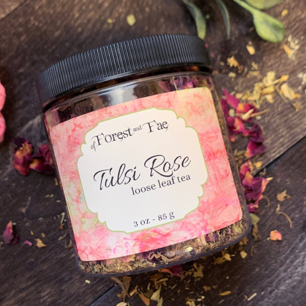Tulsi Rose Herbal Tea Witchcraft Of Forest and Fae   
