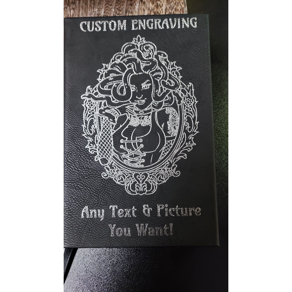 Journal Black with Silver Print Leatherette (Custom Art)