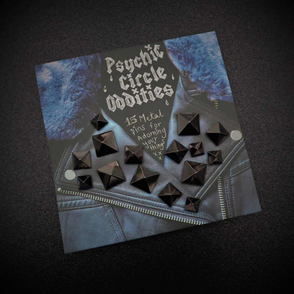 Black Metal Pyramid Stud Pin Set Bric-A-Brac Psychic Circle Oddities   