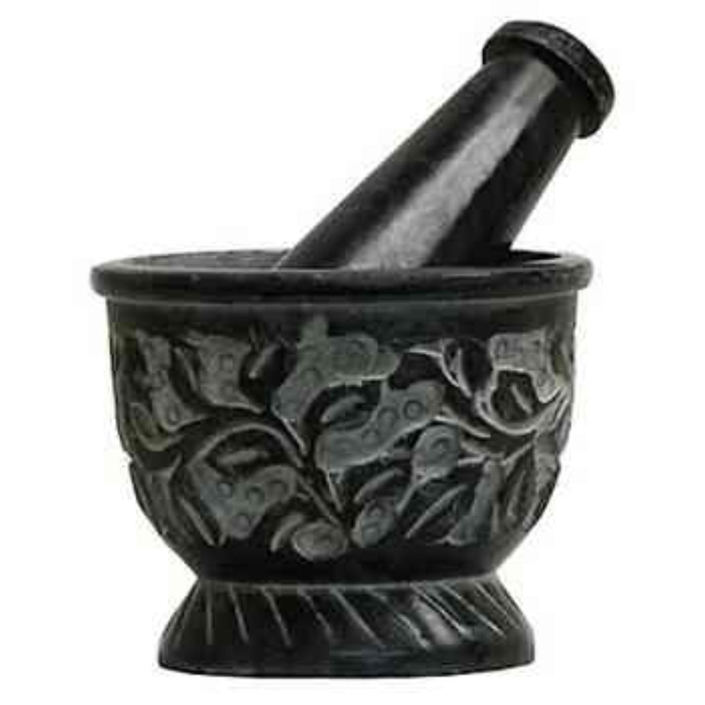 Mortar and Pestle Black Carved Soapstone Witchcraft Love&Lust LLC   