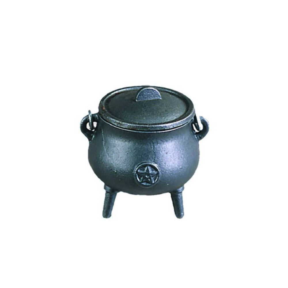 Cast Iron Cauldron with Lid and Pentacle Witchcraft DESIGNS BY DEEKAY INC   