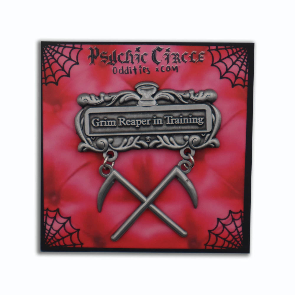 Grim Reaper In Training Metal Pin Bric-A-Brac Psychic Circle Oddities   
