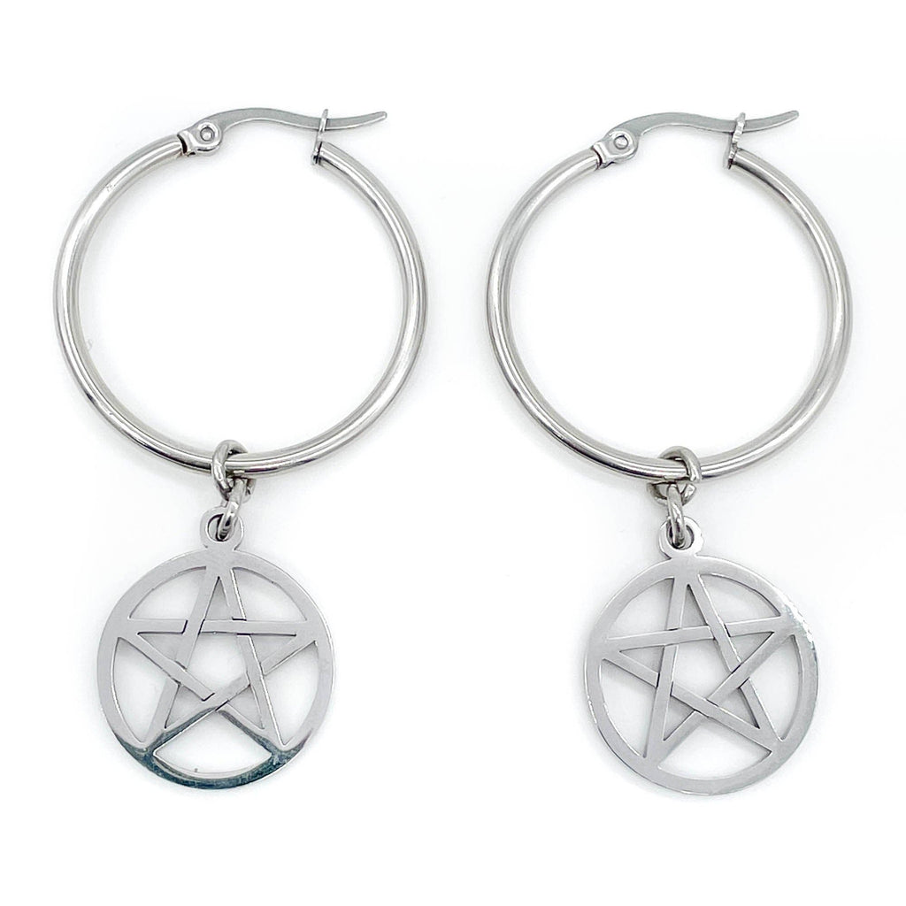 Pentacle Hoop Earrings Jewelry Mysticum Luna   