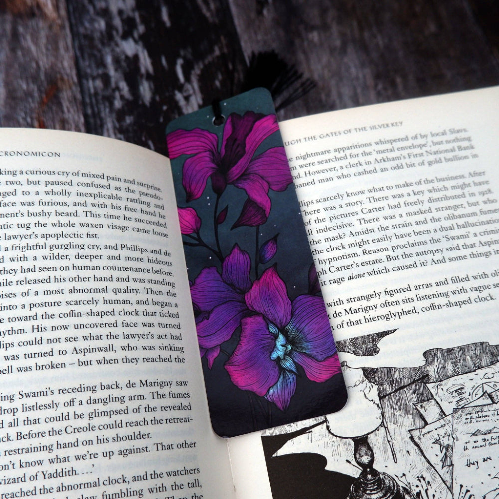 Purple Orchids Bookmark Stationery Print is Dead   