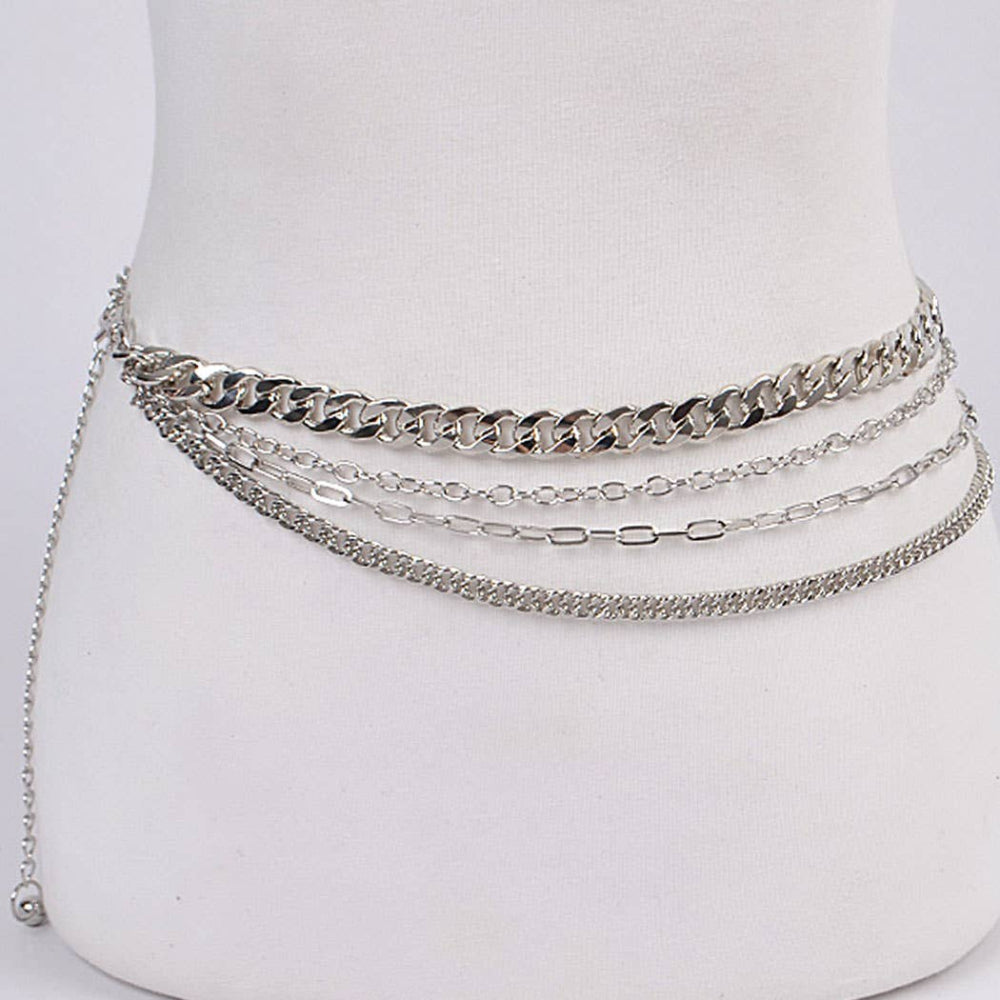 Layered Silver Chain Belt Clothing 3AM   