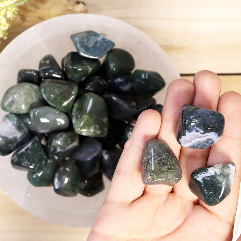 Green Moss Agate Tumbled Crystal Witchcraft Natures Artifacts Inc   