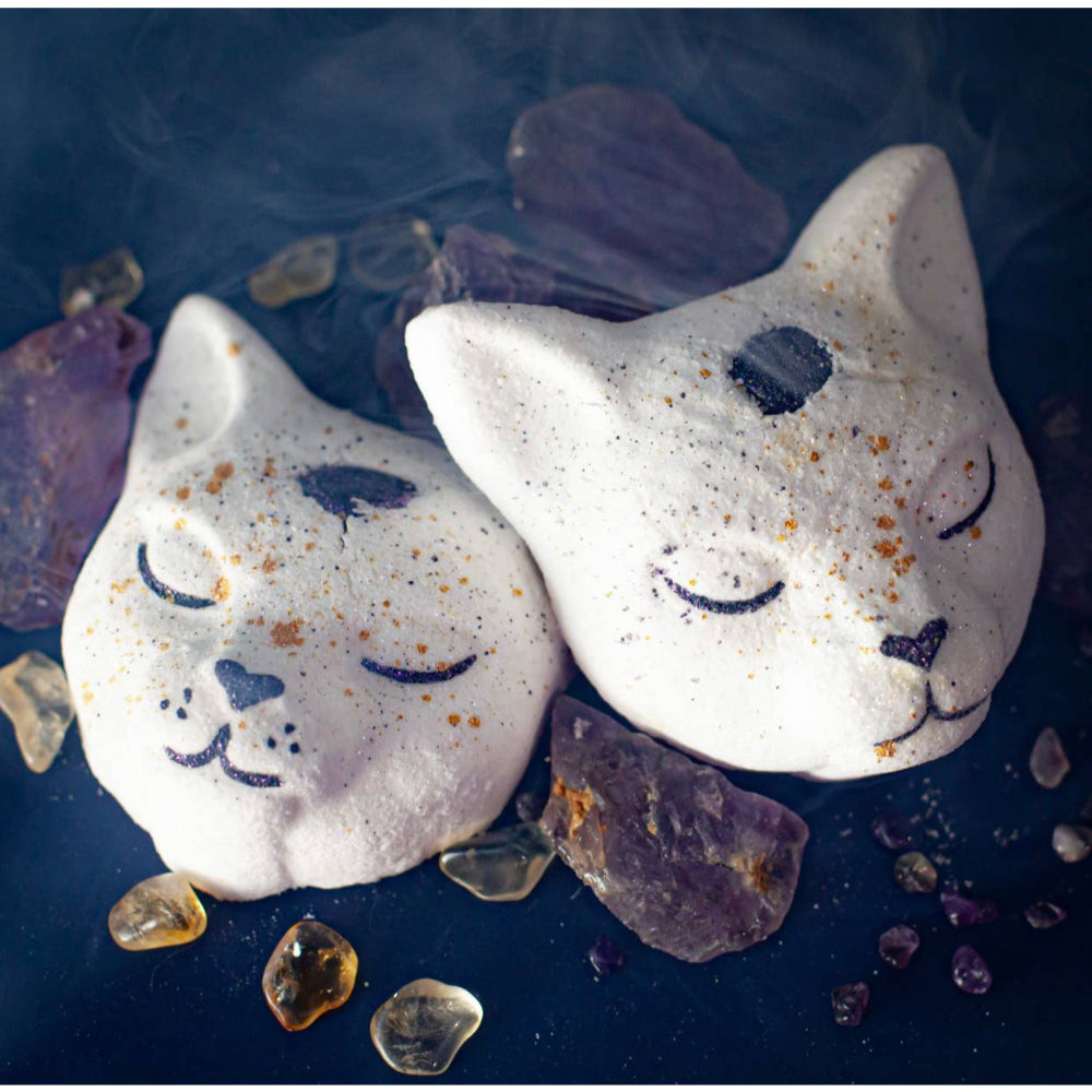 Moon Kitty Cat Crystal Halloween Bath Bomb Self Care Crescent City Swoon Bath Bomb Studio   