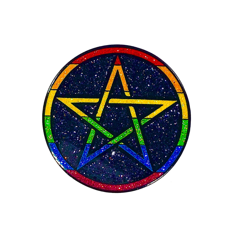 Lgbt Pride Glitter Pentacle Pendant