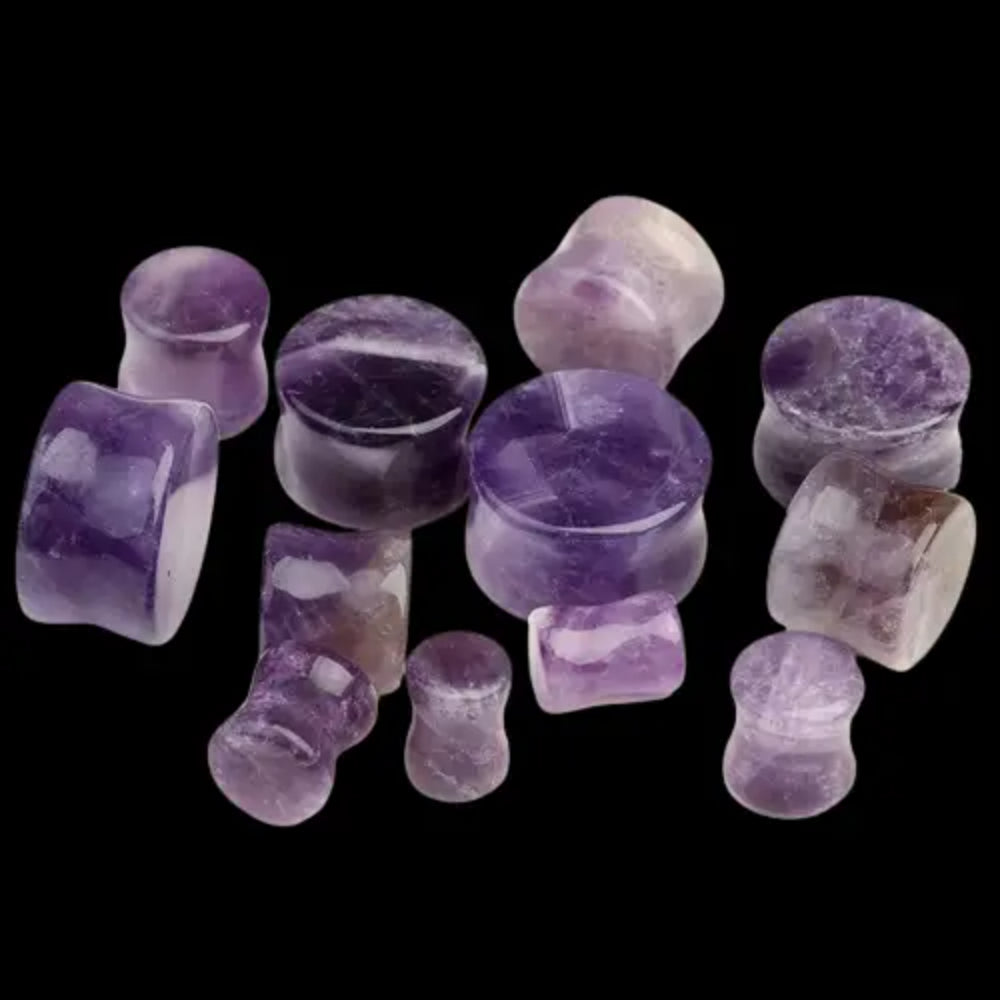 Amethyst Double Flared Stone Plugs