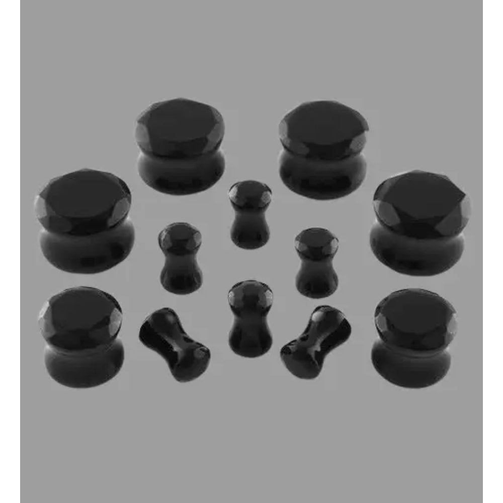 Black Agate Faceted Stone Plugs  Stonecutters   