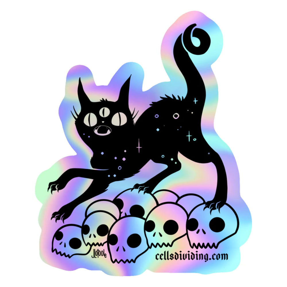 Cat on Skulls Holographic Sticker Sticker Cells Dividing   