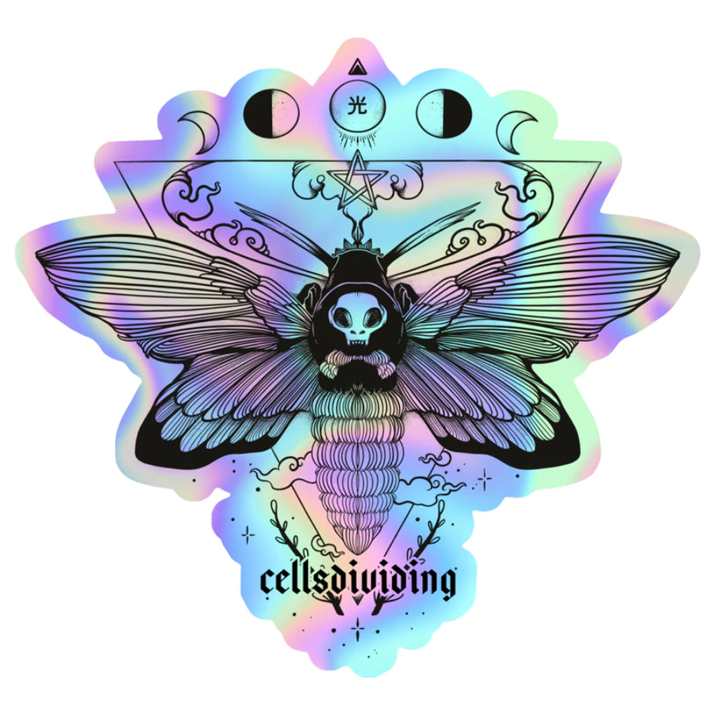 Death Head Moth Holographic Sticker Sticker Cells Dividing   