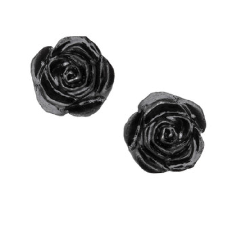 Black Rose Stud Earrings Jewelry Alchemy England   