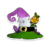 Pride Flag Witch Hat Vinyl Sticker Genderqueer