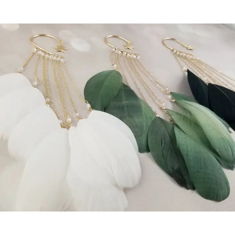 Hanging Feathers No Piercing Ear Wrap Pair