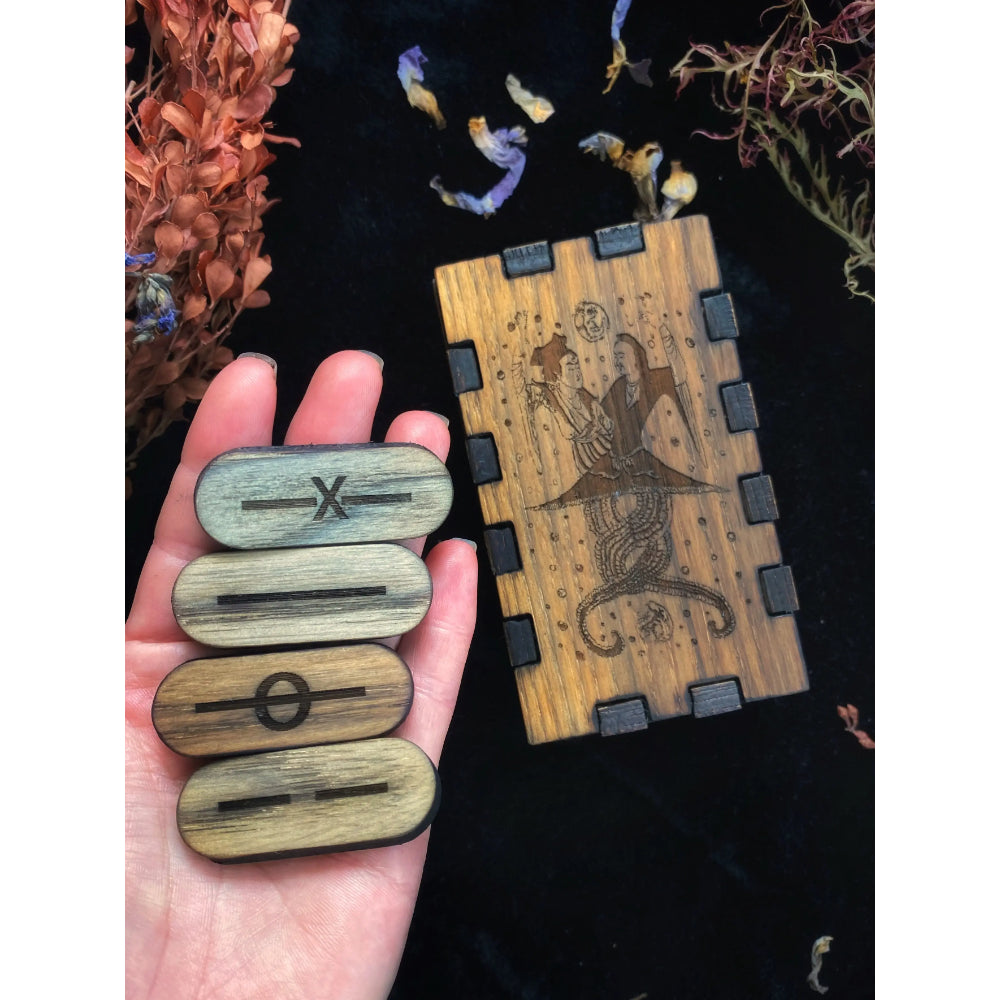 Hardwood Nüwa and Fuxi I Ching Divination Set Witchcraft Keven Craft Rituals LLC   