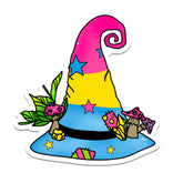 Pride Flag Witch Hat Vinyl Sticker Pansexual