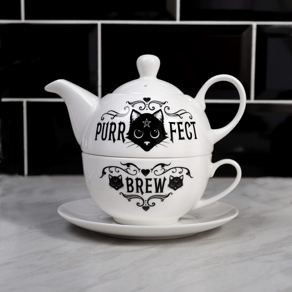 Purrfect Brew Teapot and Cup Home Decor Alchemy England   
