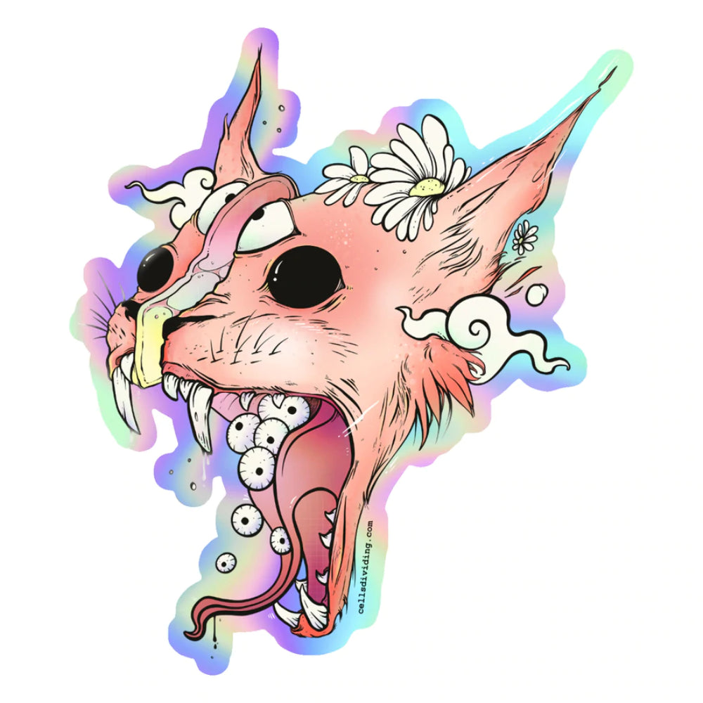 Split Face Holographic Sticker Sticker Cells Dividing   