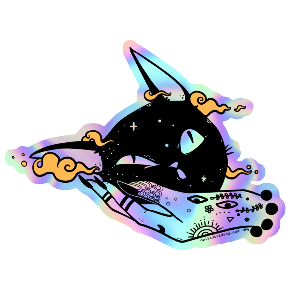 Squish Cat Head Holographic Sticker Sticker Cells Dividing   